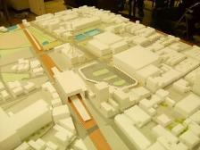 近鉄郡山駅前を再整備した場合の計画イメージとなる模型の写真