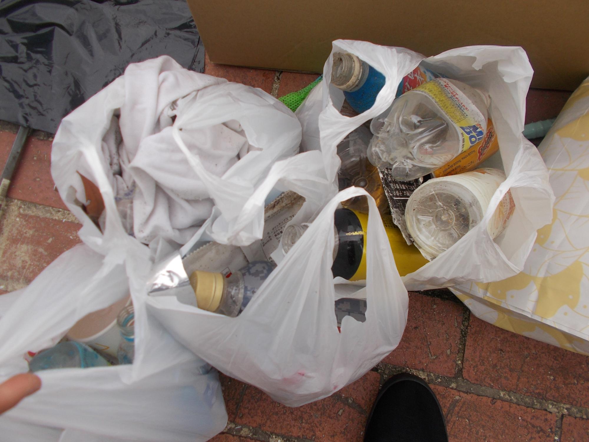 片桐西小学校の生徒が集めたゴミ