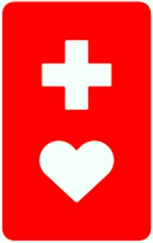 赤い長方形に白い十字とハートが描かれているヘルプマーク