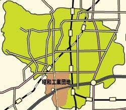 昭和工業団地の所在地の地図