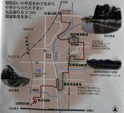 地図の経路に赤い線で道順が記されている写真