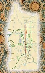 「藤原京と平城京をつなぐ下ツ道」の地図