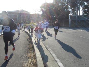 二人一組で走っている参加者たちの様子の写真