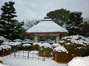 雪が積もる小さな小屋の写真