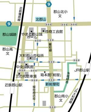 大和郡山市の市役所周辺の地図