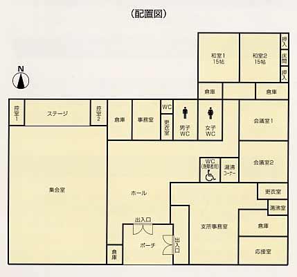 矢田コミュニティ会館の構造を伝える平面図
