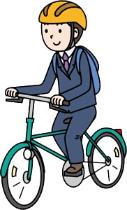 大人がヘルメットをかぶって自転車に乗るイラスト