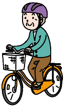 年配の大人がヘルメットをかぶって自転車に乗るイラスト