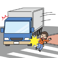 トラックと人の接触事故のイラスト