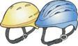 黄色と青の2つのヘルメットのイラスト